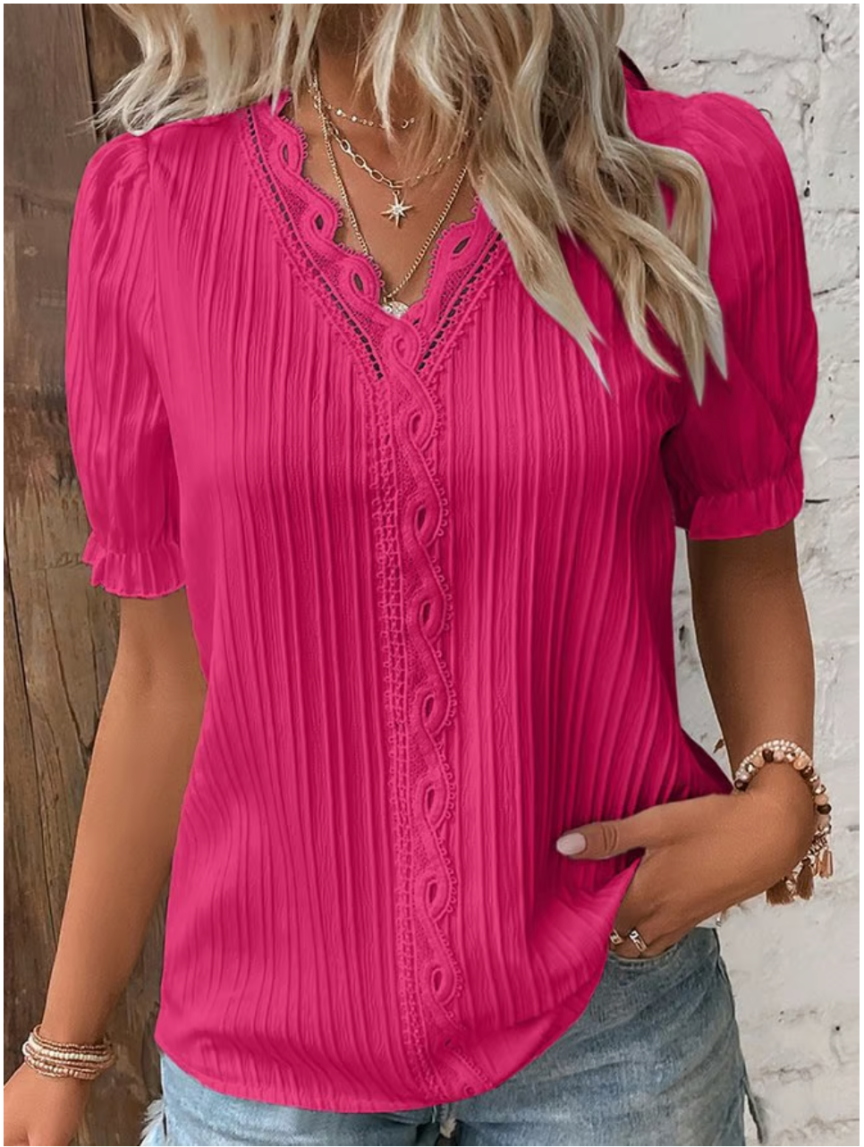Lucia | Plain Lace Elegant Shirt