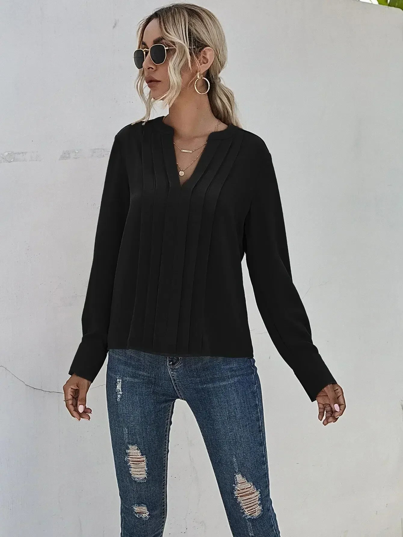Seona | Elegant Pleated Blouse