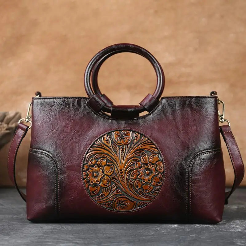 Mille - Leather handbag with vintage embossment