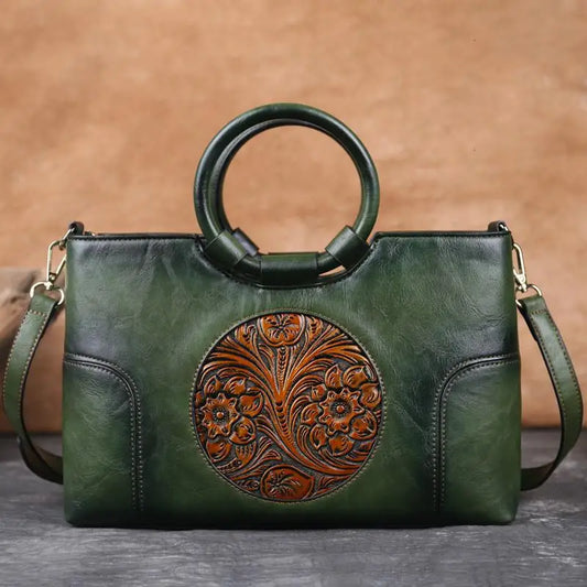 Mille - Leather handbag with vintage embossment