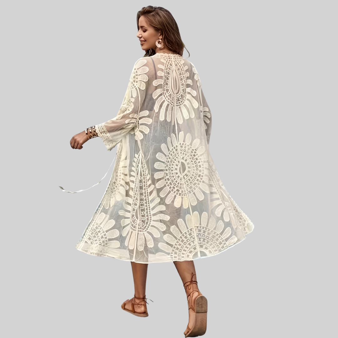 Mesh Wrap – Boho – V-Neck Embroidered
