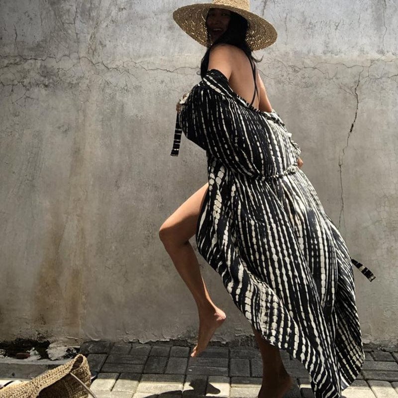 Boho Printed Fringe Long Kimono