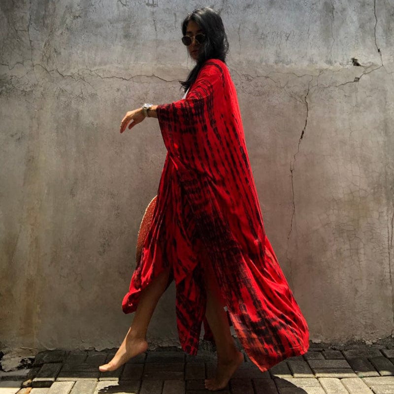 Boho Printed Fringe Long Kimono