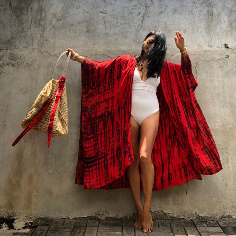 Boho Printed Fringe Long Kimono
