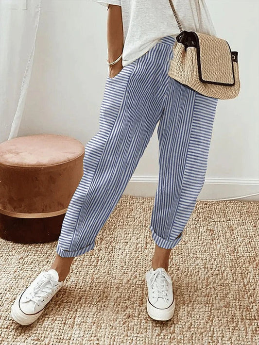 Cajsa - Striped Cotton Trousers