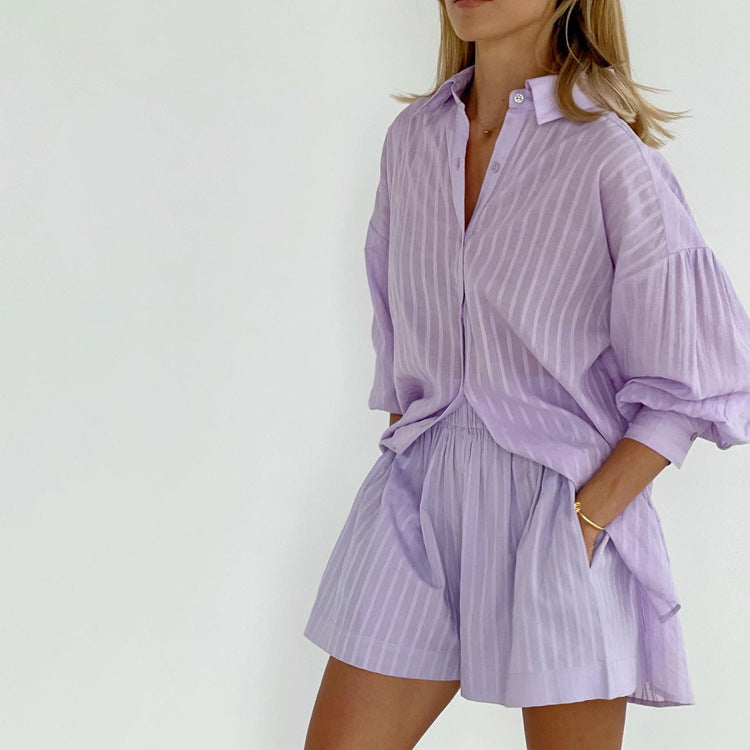 Viola - Effortlessly Chic Button-Up & Shorts Combo