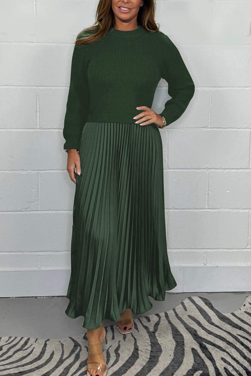 WW | Women's Long Sweater with Pleated Skirt Set