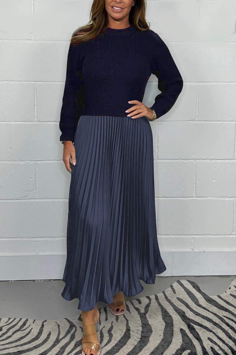 WW | Women's Long Sweater with Pleated Skirt Set