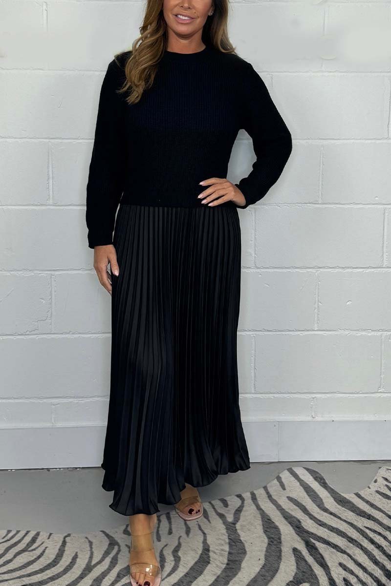 WW | Women's Long Sweater with Pleated Skirt Set