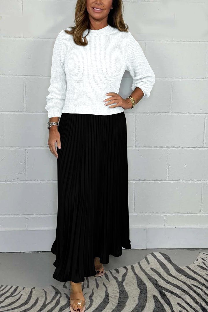 WW | Women's Long Sweater with Pleated Skirt Set