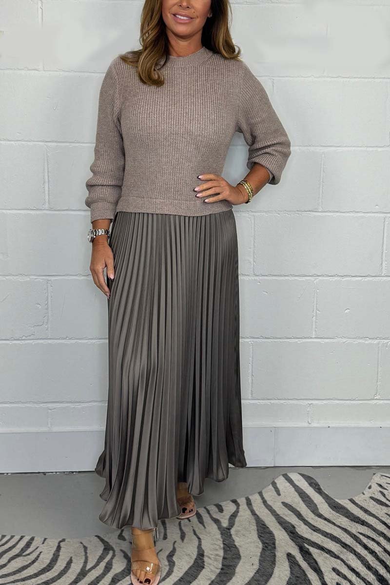 WW | Women's Long Sweater with Pleated Skirt Set
