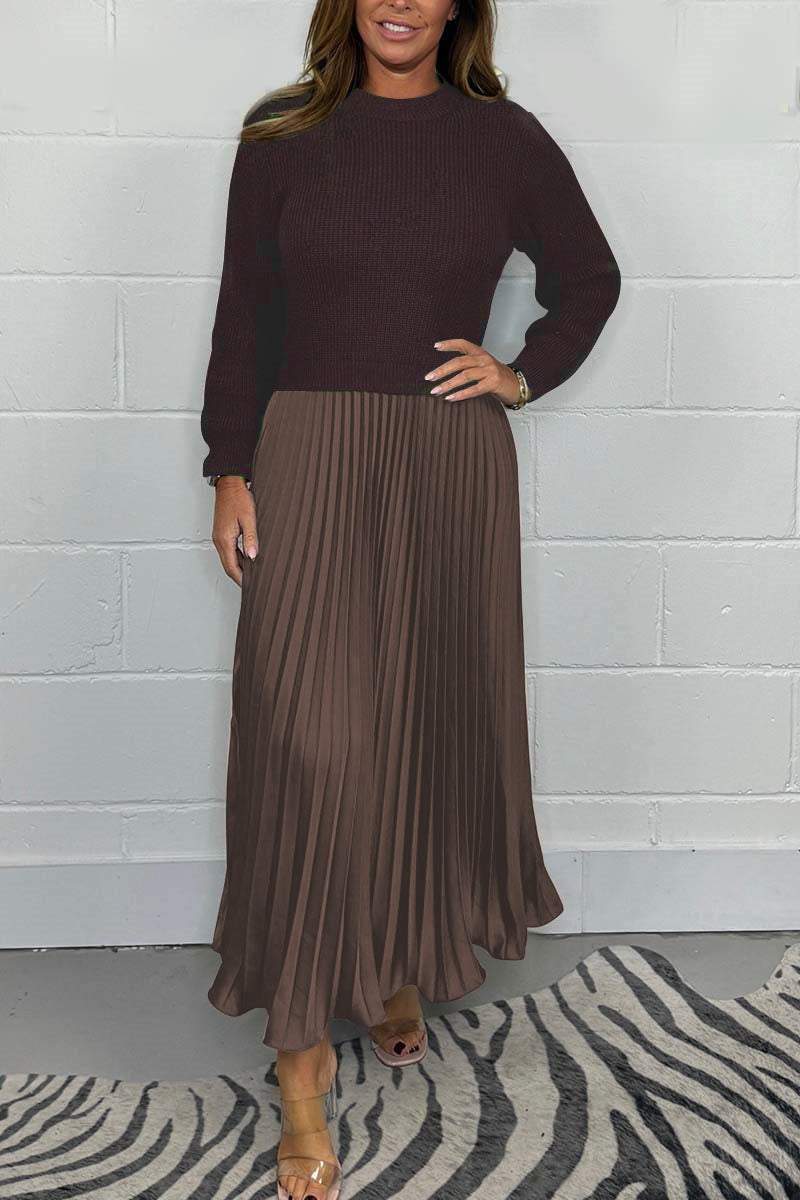 WW | Women's Long Sweater with Pleated Skirt Set