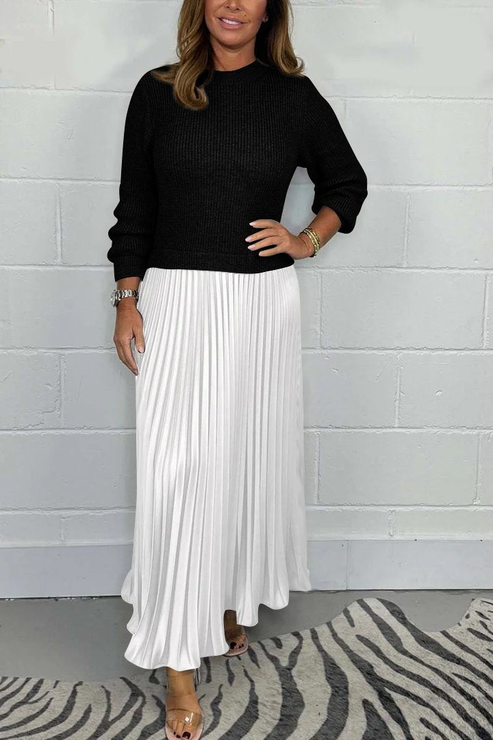 WW | Women's Long Sweater with Pleated Skirt Set