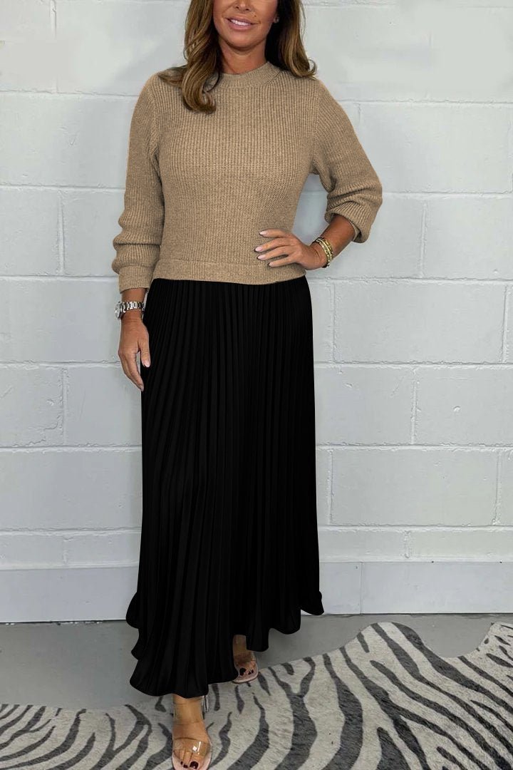 WW | Women's Long Sweater with Pleated Skirt Set