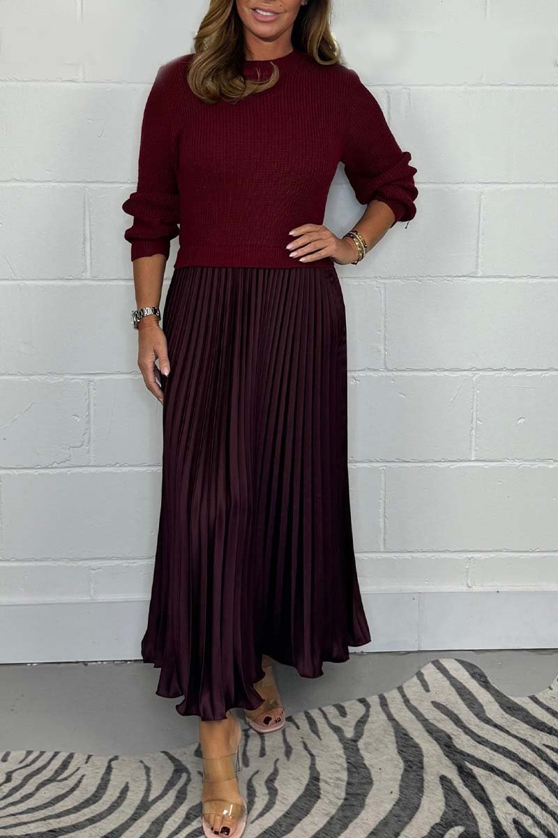 WW | Women's Long Sweater with Pleated Skirt Set