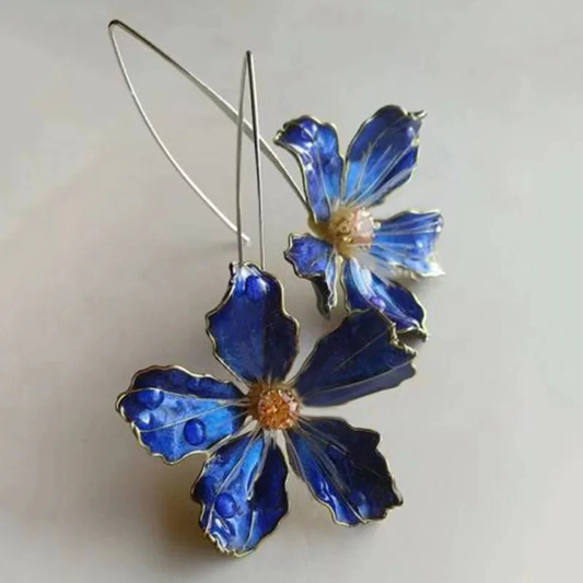 Vintage blue flower earrings