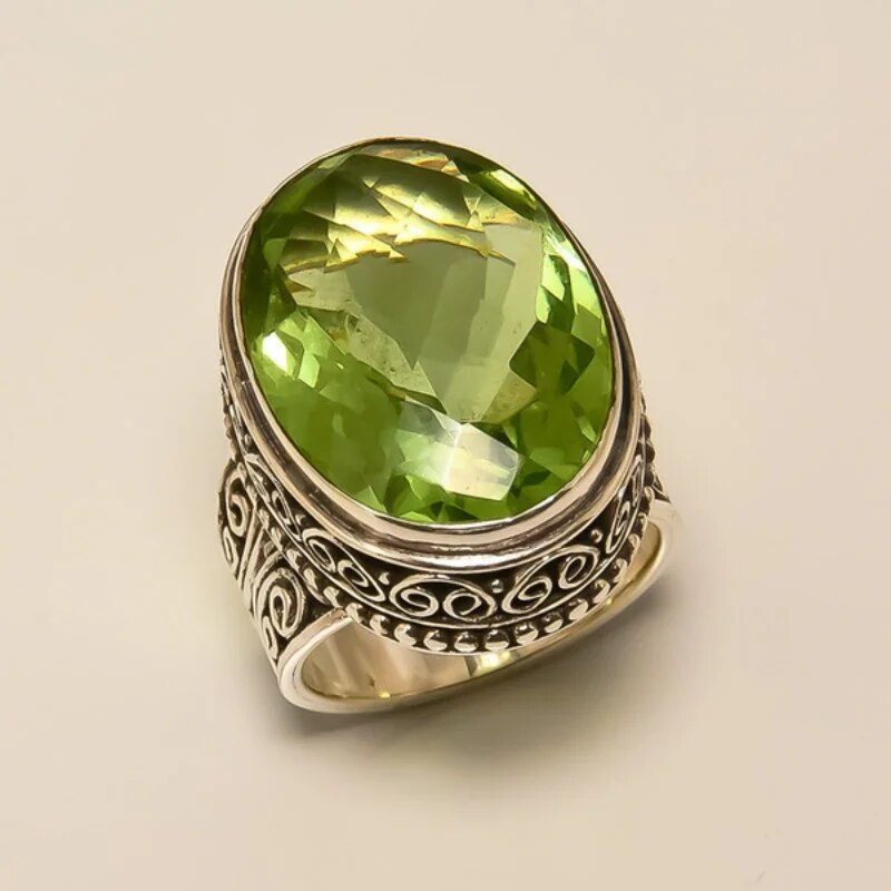 Vintage olive glass ring