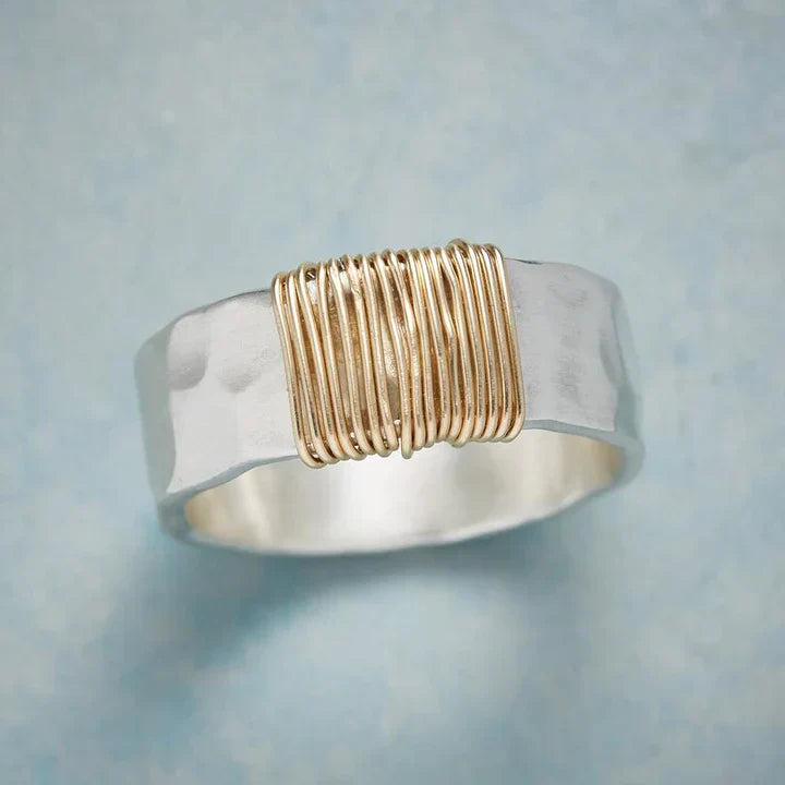 Vintage gold wire ring in silver