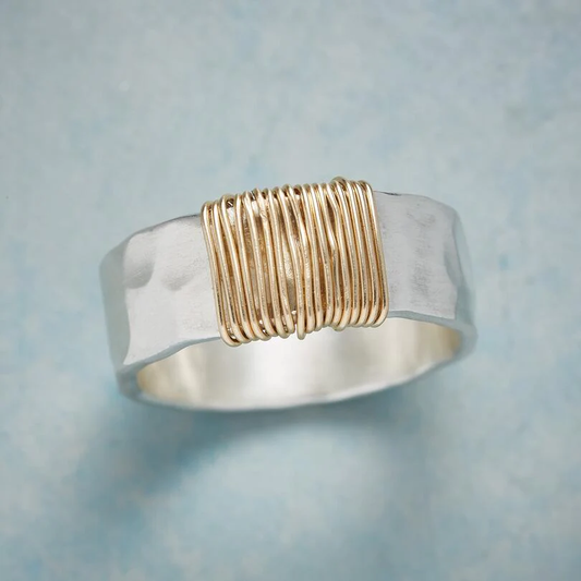 Vintage silver ring with gold wire