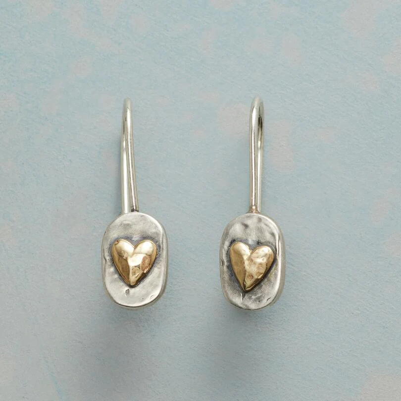 Vintage silver-plated gold heart earrings