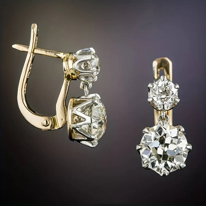 Vintage gold zirconium earrings