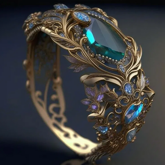 Vintage blue floral crystal ring