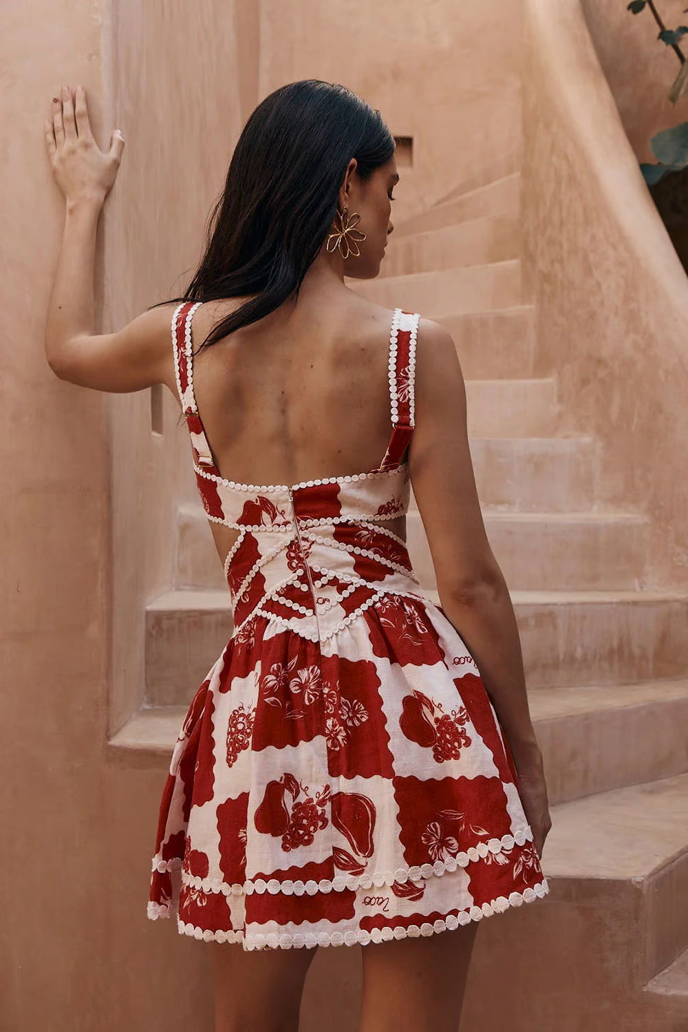 Bela - Fruit-printed hollow-out Mini Dress