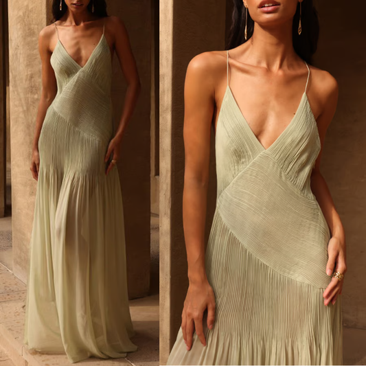 Sheena - Ruched Backless Sling Maxi Dress