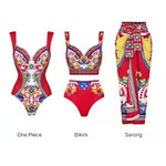 Maia - Sling Pattern Print One piece Swimsuit Set