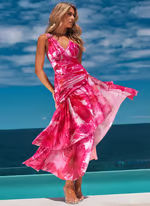 Joann - Floral Printed Halter One piece Swimsuit Set