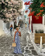 Dyann - Halter Retro Printed Backless Maxi Dress