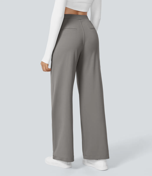 Jane - High Waisted Side Pocket Straight Leg Work Pants