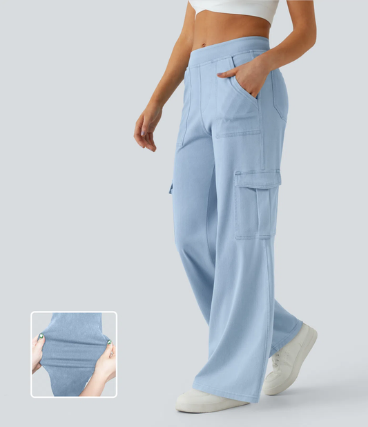 Laurie - Mid Rise Knit Casual Cargo Jeans