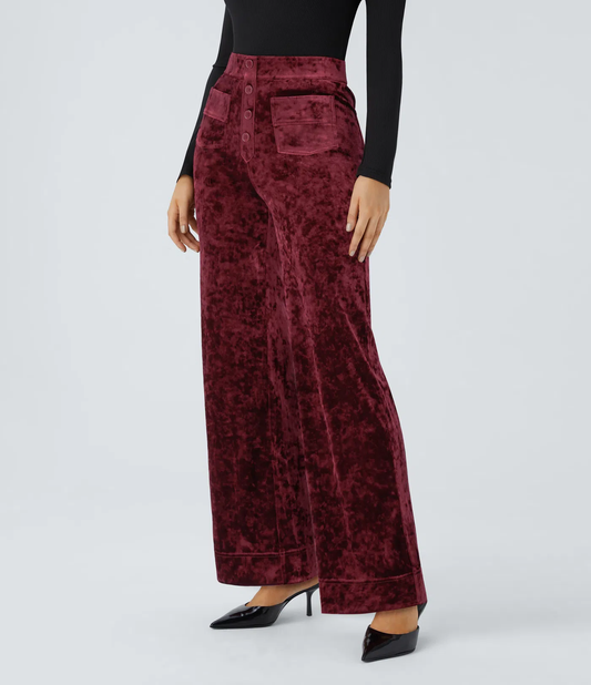 Hannah - Straight Leg Velvet Casual Pants