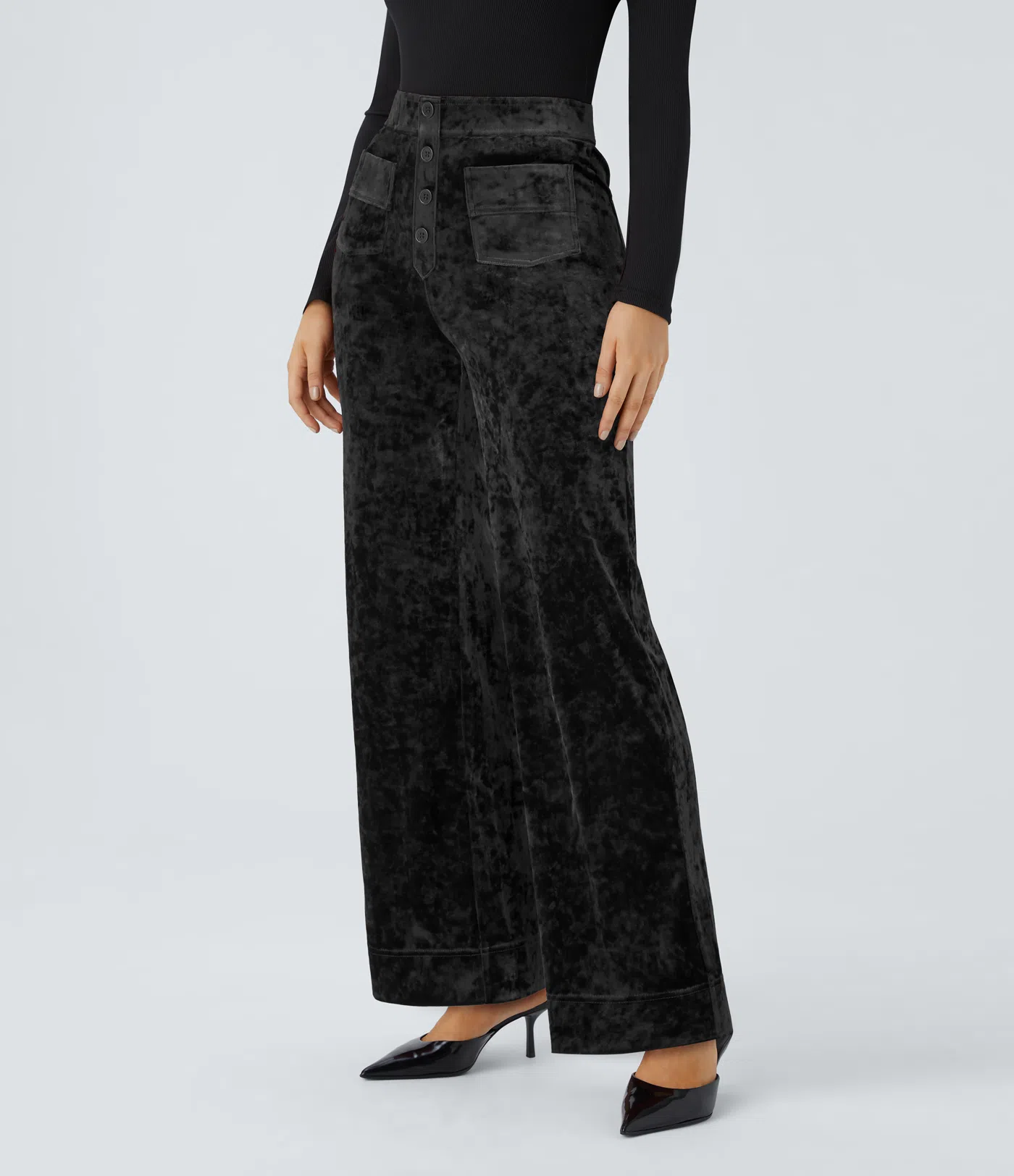Hannah - Straight Leg Velvet Casual Pants