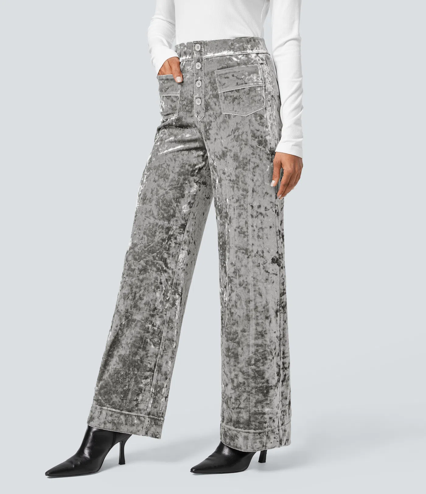 Hannah - Straight Leg Velvet Casual Pants