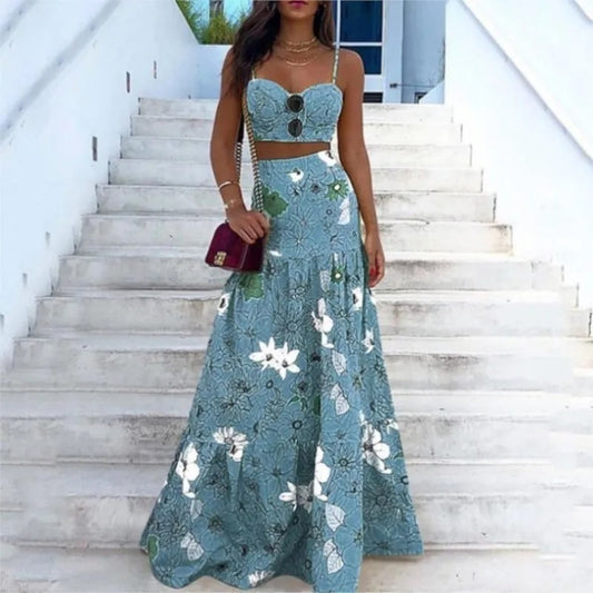 Emmie - Beach Crop Top Skirt Set