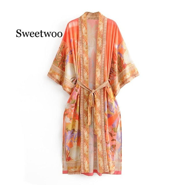 Floral Orange Kimono