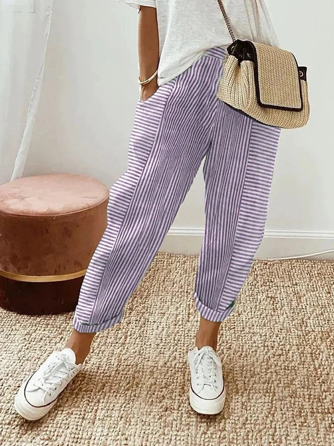 Cajsa - Striped Cotton Trousers